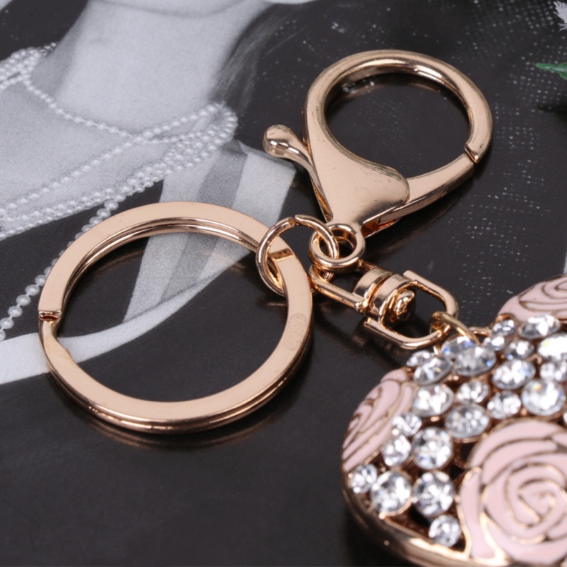 Móc Khóa Hình Trái Tim Đính Đá Phong Cách Thời Trang