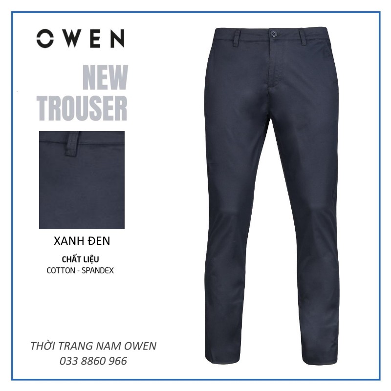 XẢ HÀNG OWEN - Quần kaki Owen chất thô giấy co dãn màu xanh đen 20856 - Quần kaki nam . ↺ .new * *
