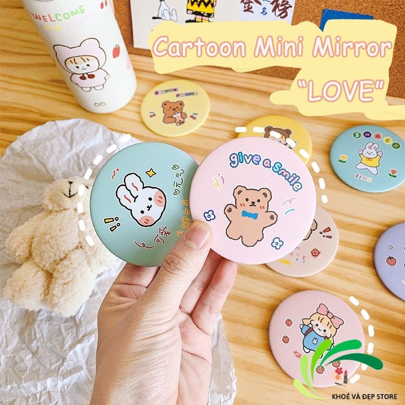 Gương Trang Điểm Mini Siêu Cute Nhỏ Gọn Cầm Tay Bỏ Túi Hàn Quốc Tiện Lợi Viền kim Loại Giá Siêu Hot Chỉ 3K