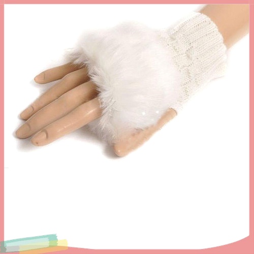 Găng Tay Lông Thỏ Giả Giữ Ấm Cổ Tay Thời Trang Cho Nữ