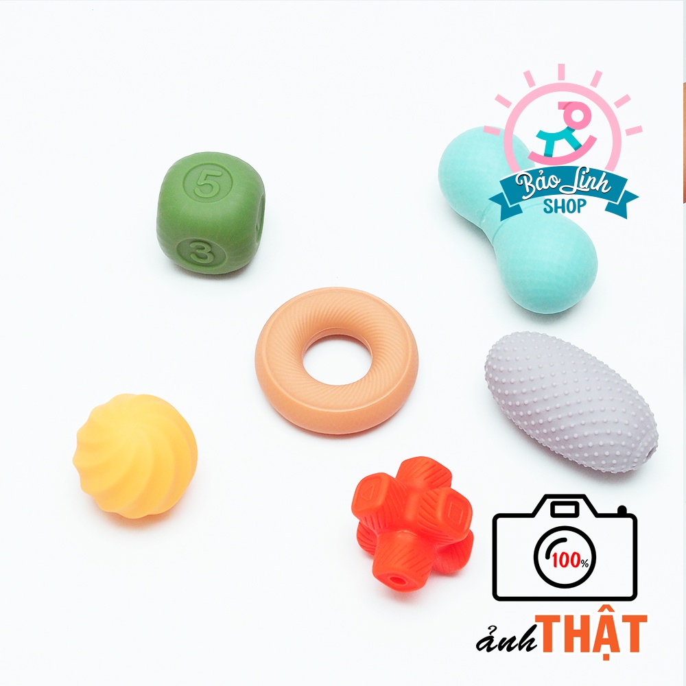 Đồ chơi cho trẻ sơ sinh 3 tháng tuổi - Set 6 món cảm quan phát triển ĐA GIÁC QUAN, Gặm nướu, giảm ngứa lợi