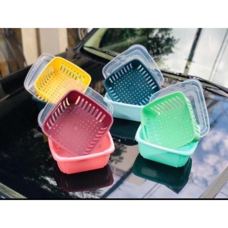 Bộ Rổ nhựa kèm chậu 3 trong 1 có nắm đậy