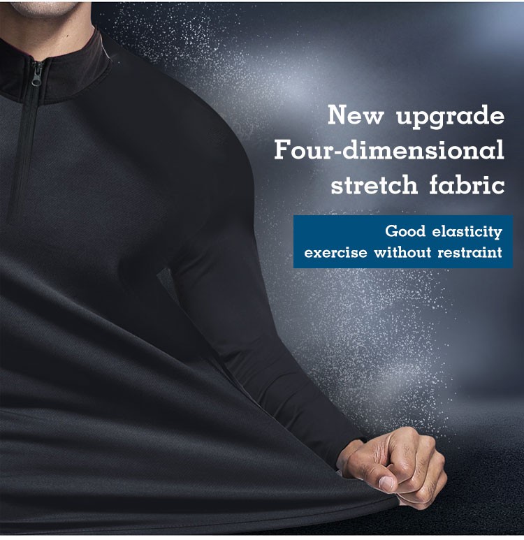 Geegobuy Áo Thun Nam Dài Tay Có Dây Kéo Chất Liệu Vải Nhanh Khô