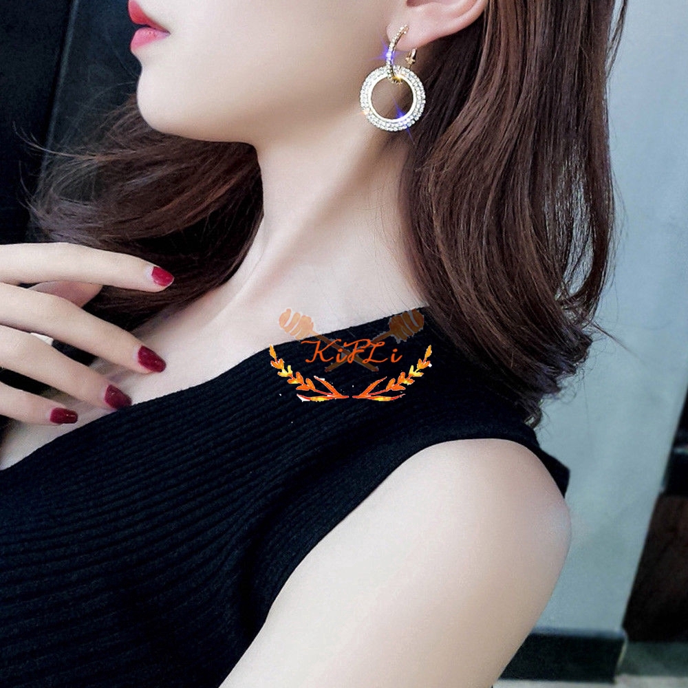 Khuyên tai mặt hình tròn đính đá sang trọng cho nữ