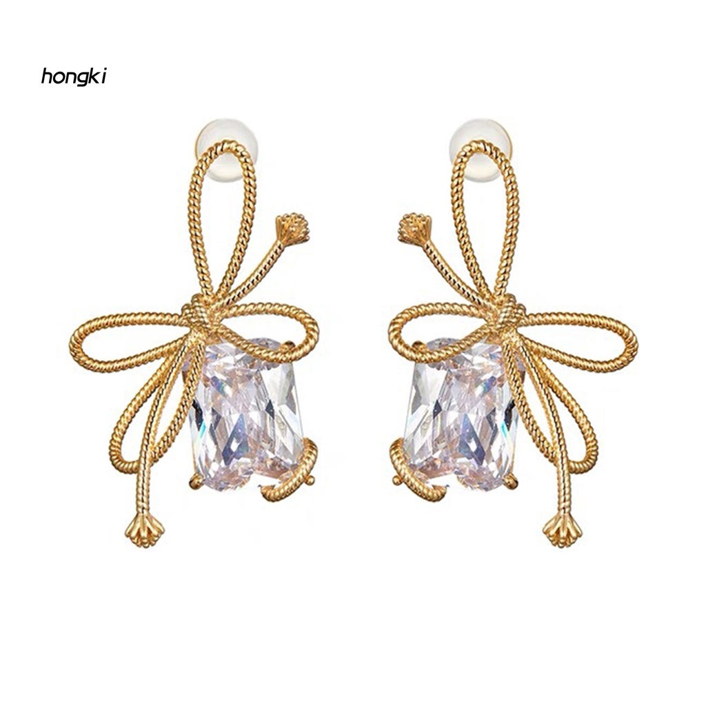 Khuyên tai thắt nơ hình học cỡ lớn thời trang dự tiệc