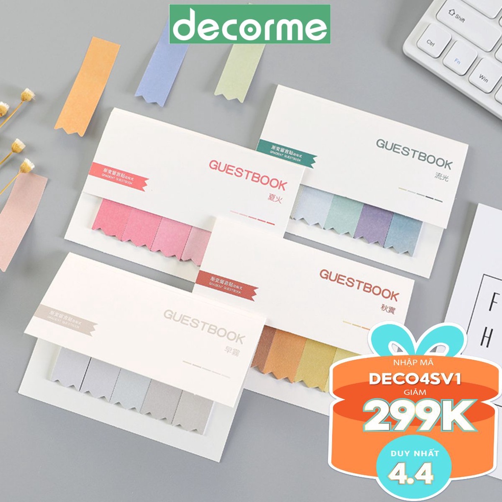 Giấy ghi chú label marker pastel đuôi cờ 100 tờ 65.18mm dụng cụ văn phòng phẩm DecorMe