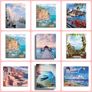 Bộ Tranh Sơn Dầu Phong Cảnh Thành Phố Tự Làm 16x20 Inch Mã Số X0028