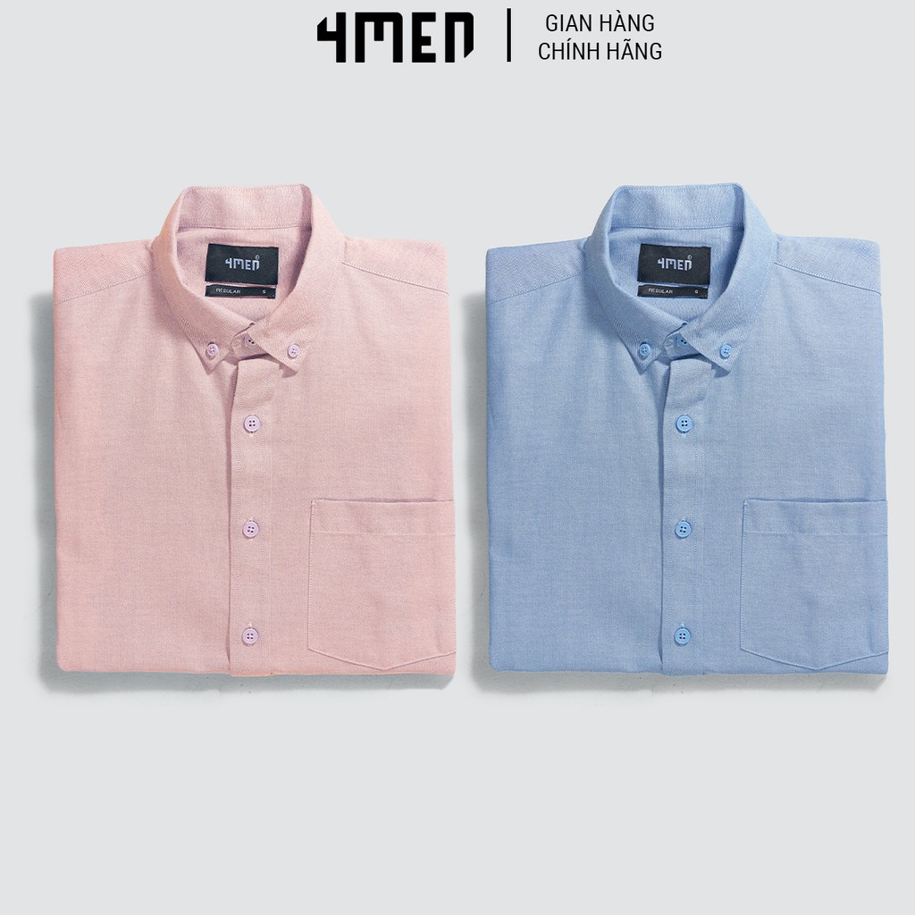 Áo sơ mi nam Oxford 4MEN SM057 dài tay, cổ Đức, có túi, vải Oxford cao cấp không nhăn, không co rút, không phai màu | BigBuy360 - bigbuy360.vn