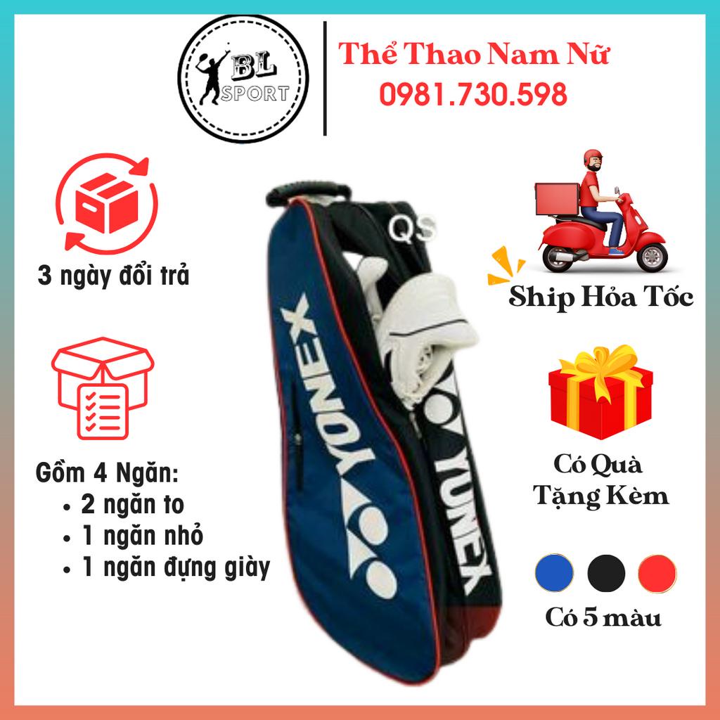 Túi đựng vợt Tenis Yonex , Victor 4 ngăn, chống nước, có khoá kéo hàng cao cấp kèm quà tặng (Ảnh shop tự chụp)
