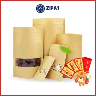10 Túi zip giấy Kraft đáy đứng có phủ nilong bên ngoài - Túi zip Kraft Zip A1 - A1011