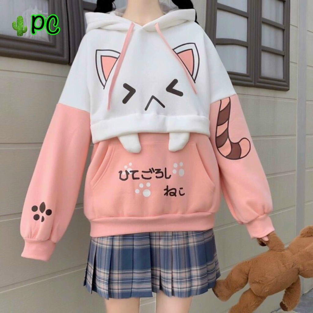 áo khoác hodie nữ form rộng unisex kiểu con mèo giận dễ thưn cực hot PC7 TOKYOSHOP