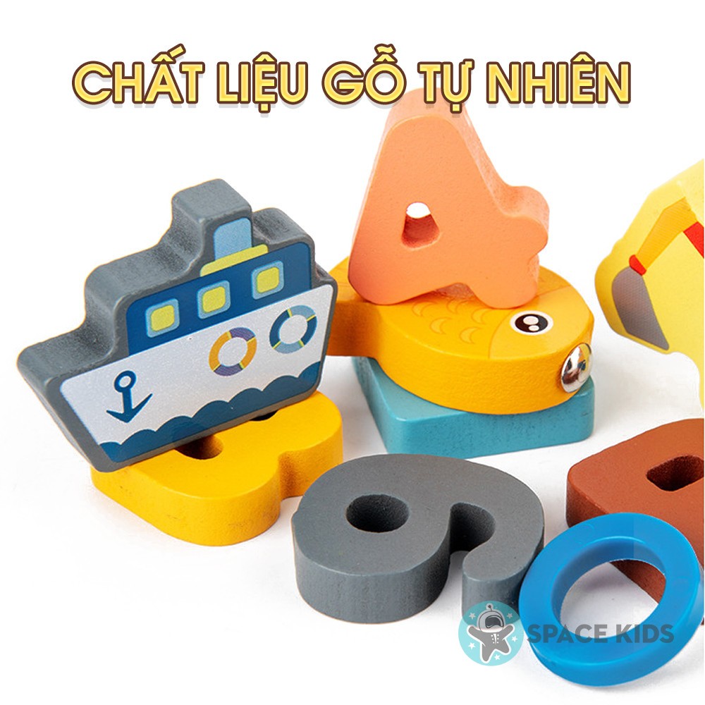 Đồ chơi gỗ cho bé Bảng chữ cái TIẾNG VIỆT câu cá gỗ 6 in 1, đồ chơi thông minh giáo dục montessori phát triển trí tuệ