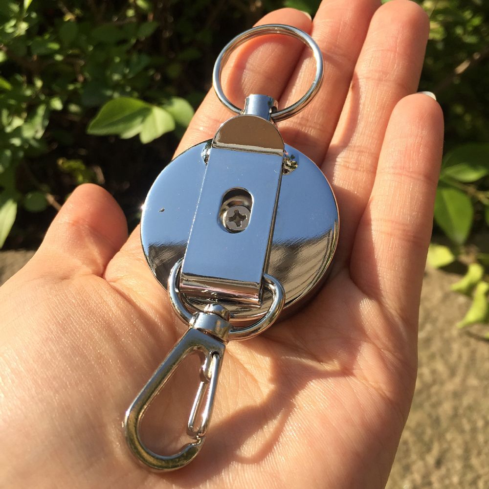 Móc chìa khóa bằng kim loại dây co giãn chống mất trộm tiện dụng