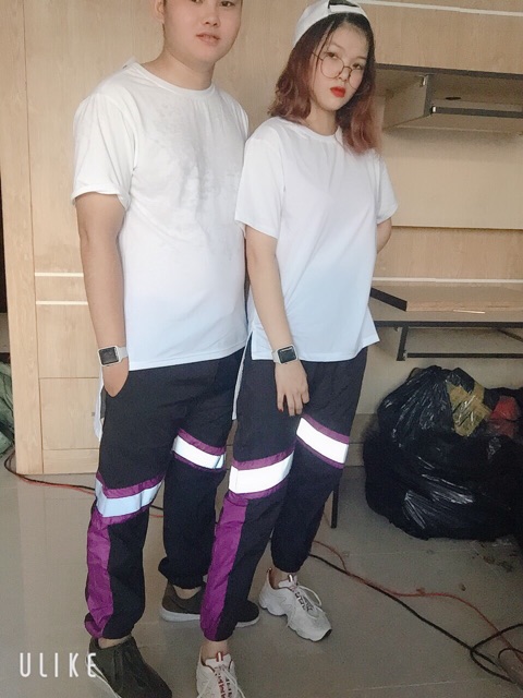 HÌNH THẬT QUẦN PHẢN QUANG chất dù quần phát sáng quần dù phối tím | BigBuy360 - bigbuy360.vn