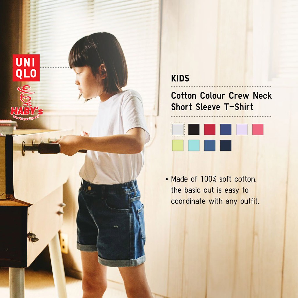 Áo phông áo thun trẻ em (bé trai bé gái) [mẫu mới 2021] - KIDS Cotton Colour Crew Neck T-shirt (UNIQLO chính hãng) thumbnail