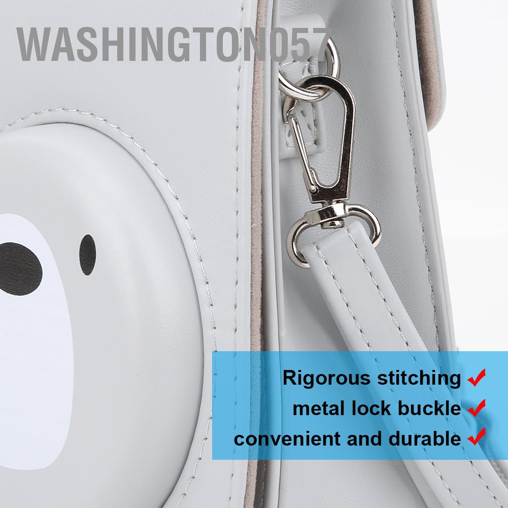 Washington057 PU Retro Camera Bag Cover Storage Pouch with Shoulder Strap for Instant mini11