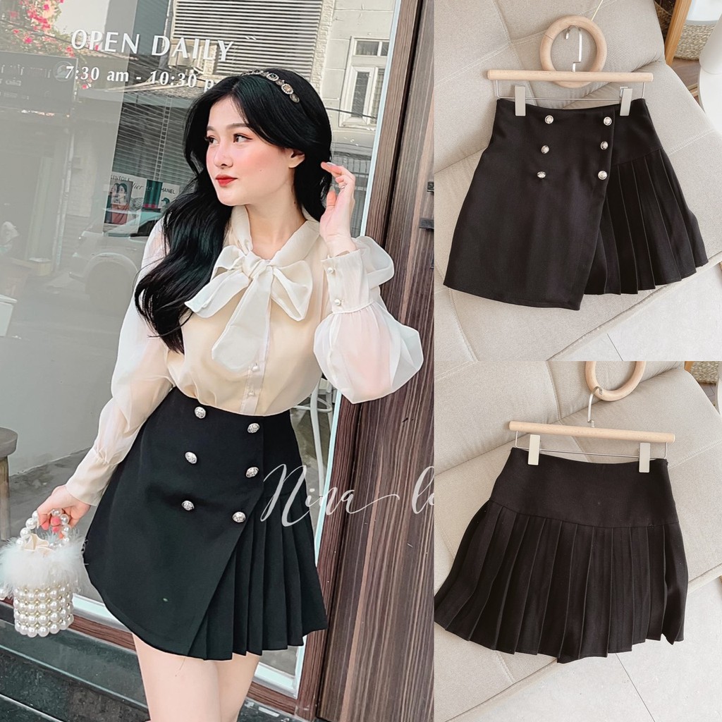 CHÂN VÁY A CHÉO VẠT XẾP LY NỮ CỰC XINH CV56
