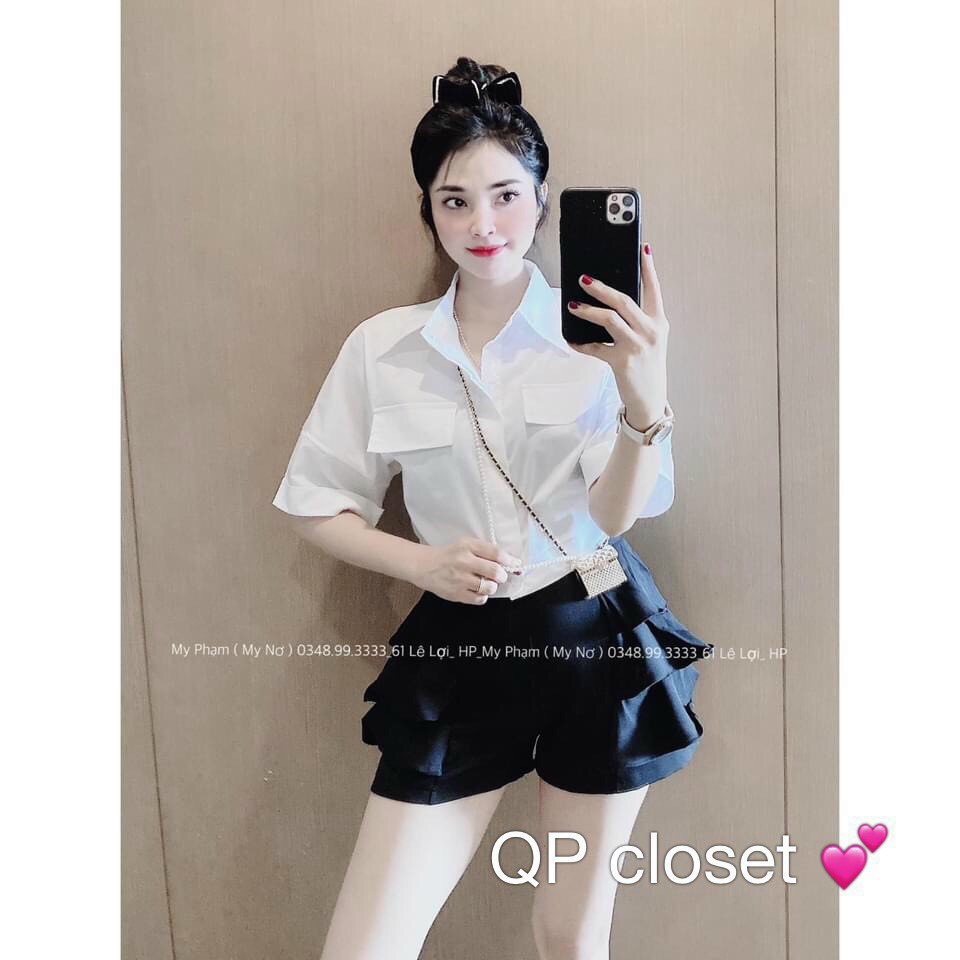 Bộ Quần Đùi Áo Sơ Mi trắng 🦋 Set Áo Somi Cộc Tay Kèm Quần Short cá tính