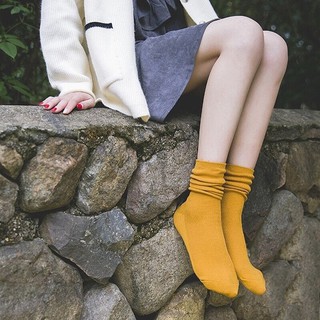 Tất nhún Hàn Quốc Nam Nữ – Kiểu dáng Vintage Vớ len gân tăm nhỏ cổ cao (dài)