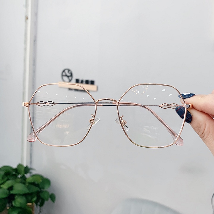 Gọng kính cận nữ mắt kính không độ mát thời trang phong cách Hàn Quốc chống ánh sáng xanh và tia UV 023