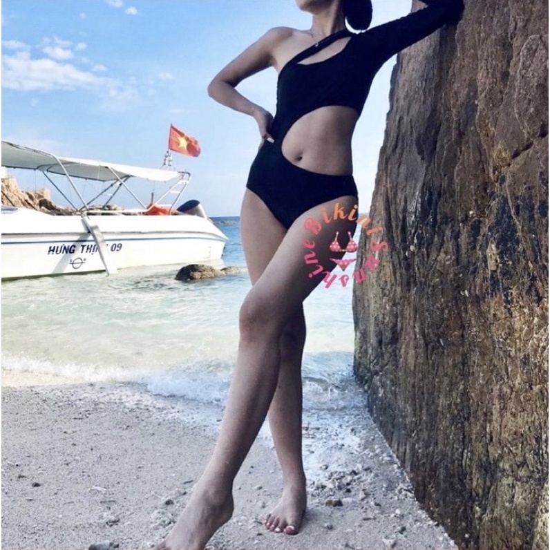 Bikini đồ bơi nữ đi biển 1 mảnh khoét eo một bên tay cách điệu BIKINI SUNSHINE MS-P05