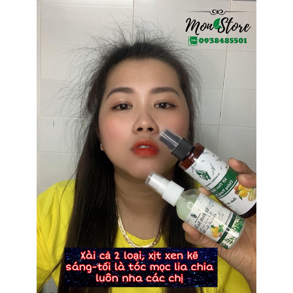 Xịt bưởi bạc hà / Xịt quế sả chanh VV Natural Cosmetic kích thích mọc tóc, ngăn rụng, kiềm dầu, chống bết tóc