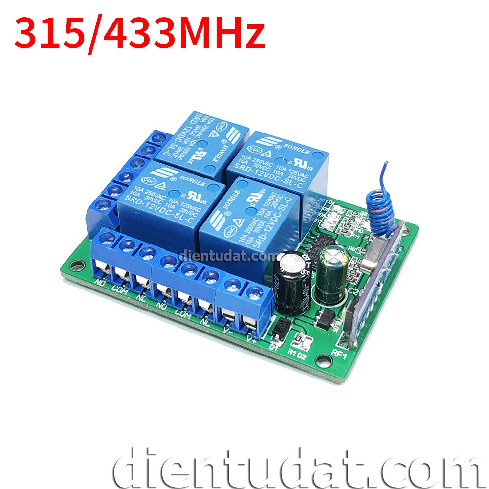 Mạch Điều Khiển RF 4 Relay 12V 315MHz/433MHz - WT06