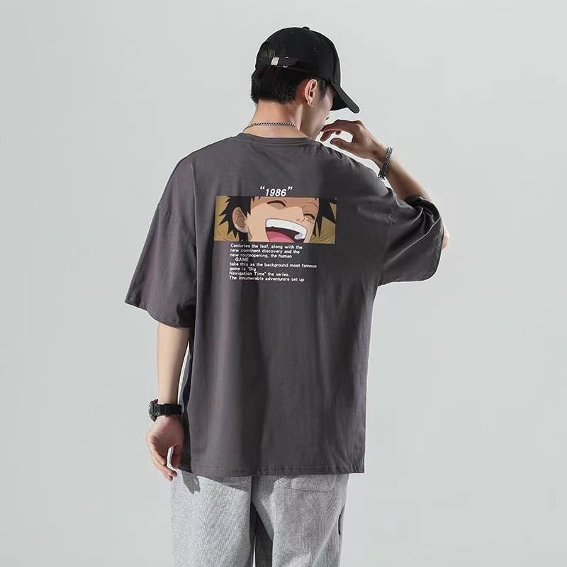 Áo Thun Tay Ngắn Cổ Tròn Dáng Rộng In Hình Luffy one piece Cỡ Lớn Thoải Mái Thời Trang unisex size S-8XL