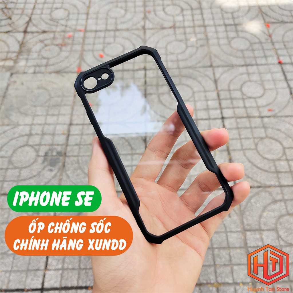 Ốp lưng Iphone 7 / 8 / SE 2020 chống sốc XUNDD trong suốt viền đen bo camera