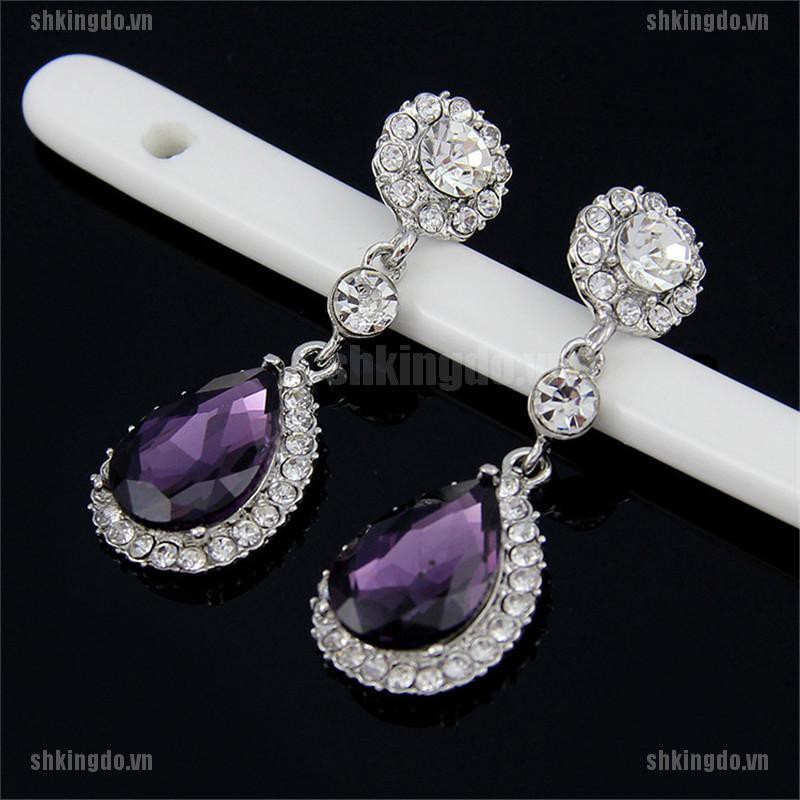 Bông Tai Hình Giọt Nước Đính Đá Cho Nữ