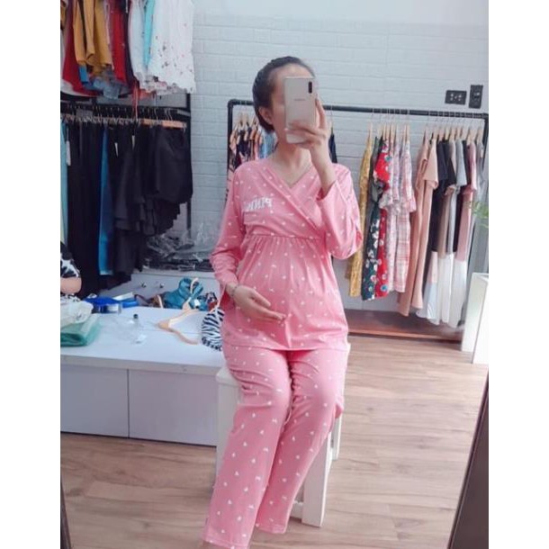 Đồ sau sinh pink chéo tay dài (hàng loại 1 chuẩn)