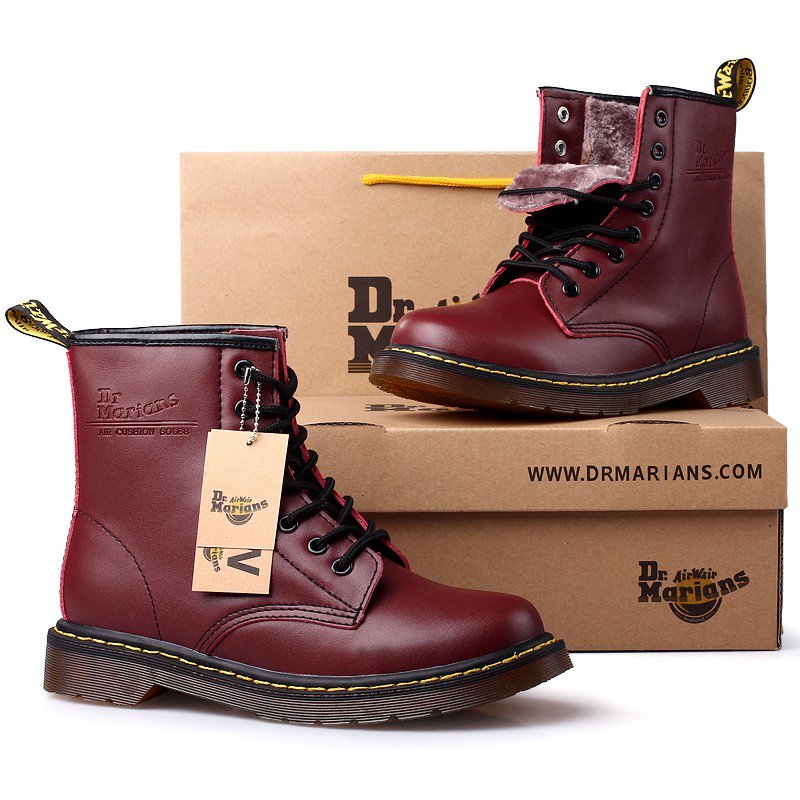 Giày 1460 cao cổ đen trơn DR Boots Dr. Martens màu trắng thời trang phong cách retro dành cho nam và nữ（Size35-45） z6JW