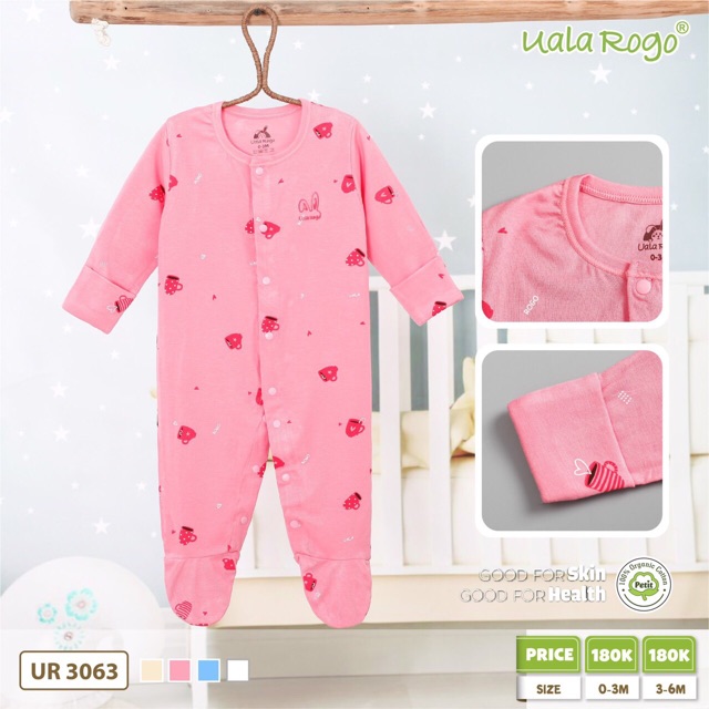 Body Dài Liền Tất Petit Uala Rogo Cho Bé 0-6M