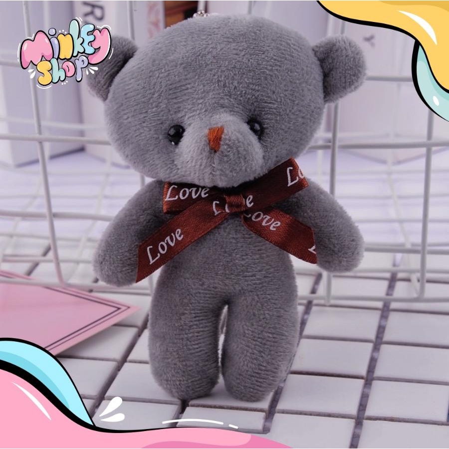Móc khóa gấu bông đeo nơ dễ thương cute với nhiều màu phụ kiện túi xách 02MKG -Minkey