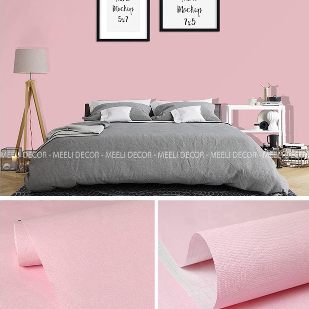 Giấy dán tường trơn màu pastel Meeli Decor decal dán tường phòng ngủ, khổ rộng 45cm, ME15
