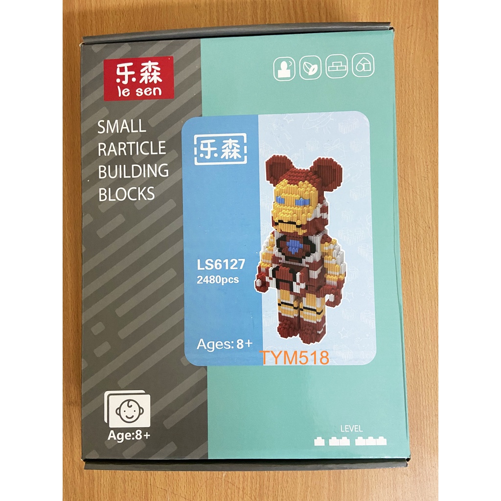 Lắp ráp mô hình 3D Gấu Bearbrick cỡ lớn 36cm Hàng Đẹp iron man SIÊU HOT có ngăn kéo tặng kèm búa - iroman 36