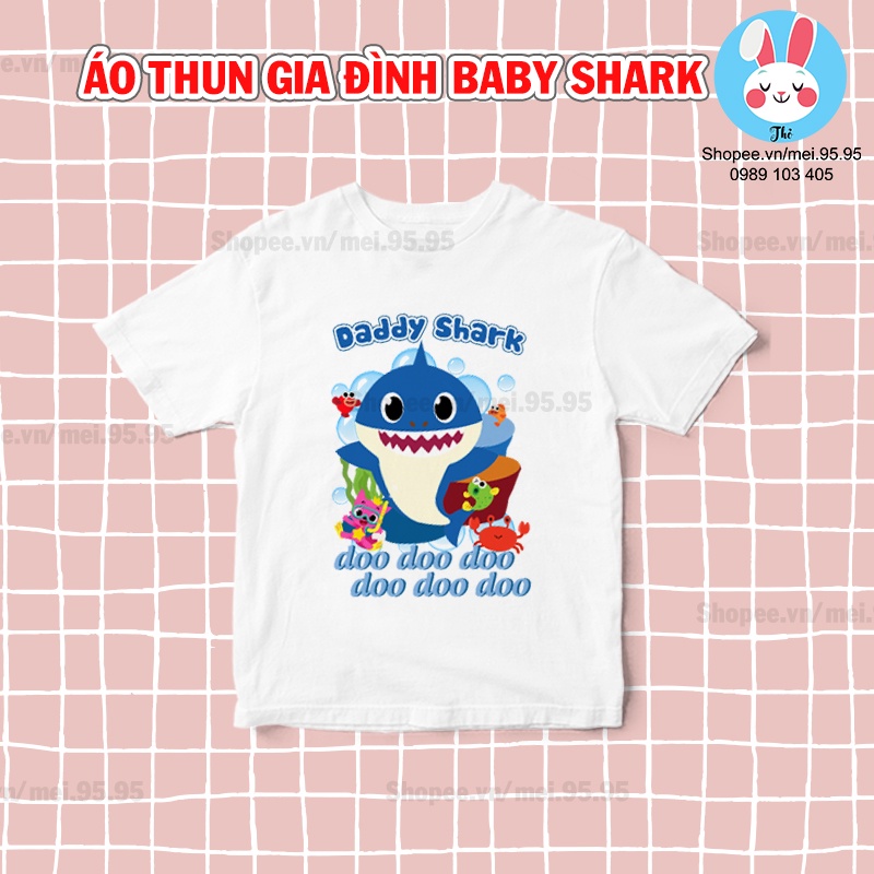 Áo thun gia đình in hình baby shark, áo baby shark cho bé