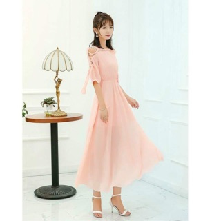 Đầm voan xê vai thắt dây chéo