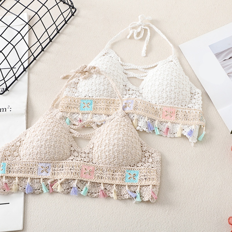 Brroa Áo Ngực Cổ Chữ V Dây Đan Móc Có Đệm Ngực Gợi Cảm Cho Nữ Co