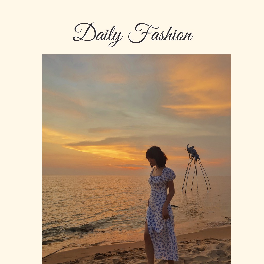 Đầm Maxi hoa xanh xẻ tà dáng dài đi biển giá rẻ, đẹp | BigBuy360 - bigbuy360.vn