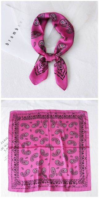 Khăn turban lụa vuông cao cấp choàng cổ size 70x70cm thanh lịch đa năng dùng làm áo yếm in hoa văn lạ