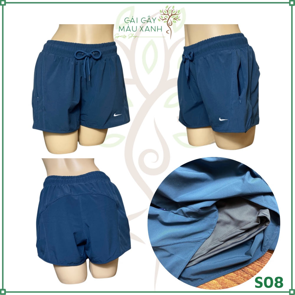 Quần Short Thể Thao Boxer 2 Lớp Có Túi Khóa Kéo