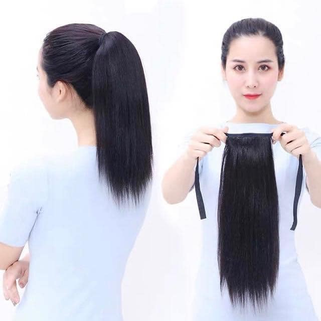 Tóc giả nữ cột đuôi CAO CẤP. Tóc thẳng dài nữ tính. Dài 45 cm, 55 cm, 65 cm chất lượng cao