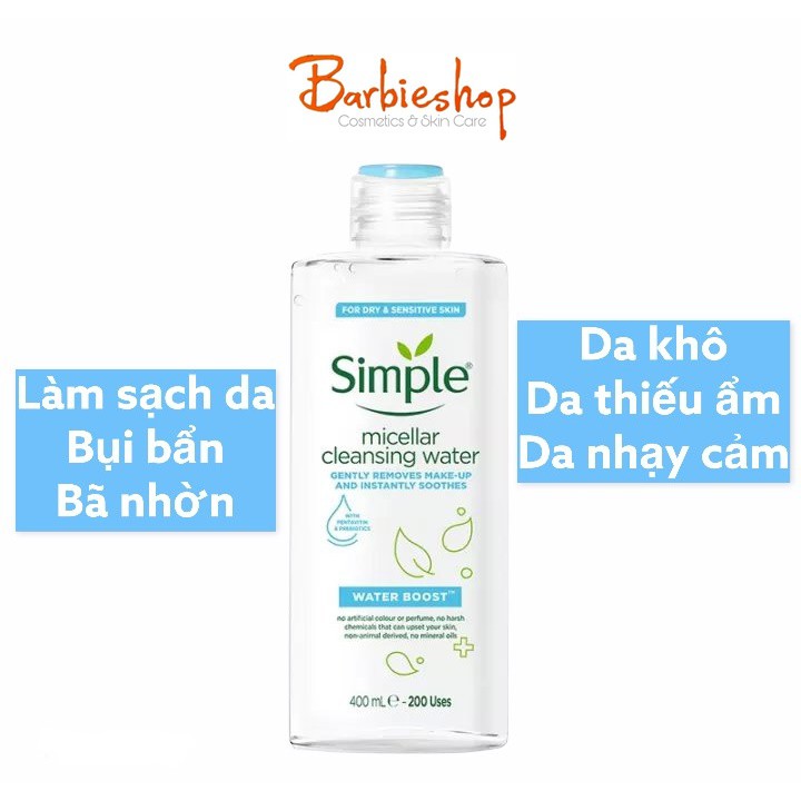 Tẩy Trang Simple 200ml (màu xanh dương mẫu mới )