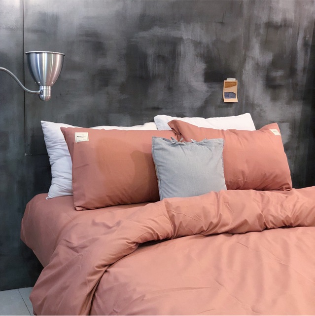 [FREESHIP ] Set chăn ga gối Cotton đũi: cam san hô | BigBuy360 - bigbuy360.vn