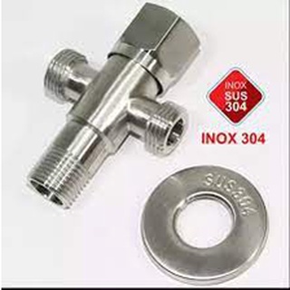 Van T chia giảm áp và khóa 2 đường nước Inox 304