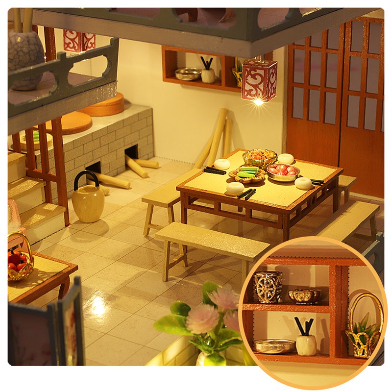 Mô hình nhà gỗ DIY Nhà búp bê Tự làm bằng gỗ Japanese Style Apartment