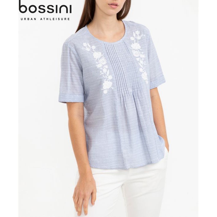 Áo kiểu thêu hoa xếp ly trước thời trang nữ Bossini 621076140