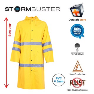 ÁO MƯA DÁNG DÀI PHẢN QUANG STORMBUSTER THIẾT KẾ THÔNG MINH MÀU VÀNG/ DÃY PHẢN QUANG BẠC SIZE S, M, L, XL, XXL