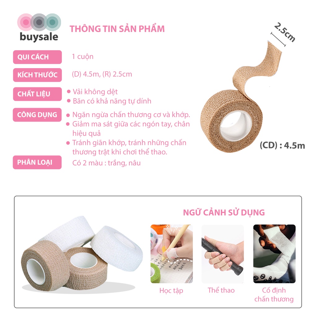 Cuộn băng quấn tự dính bảo vệ ngón tay ngón chân chống chai sần kích thước 4.5mx2.5cm - BuySales - BSPK247